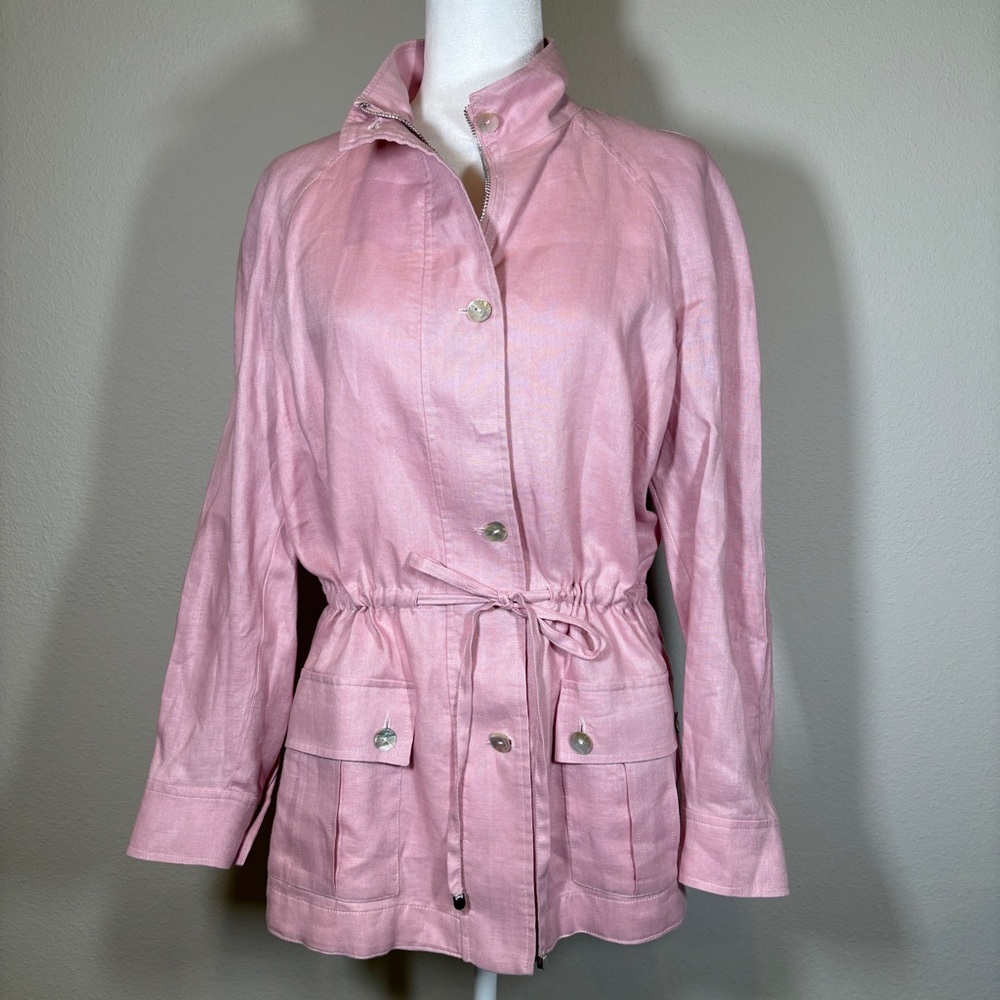 Neiman Marcus Light Pink Linen Utility Jacket Size Medium